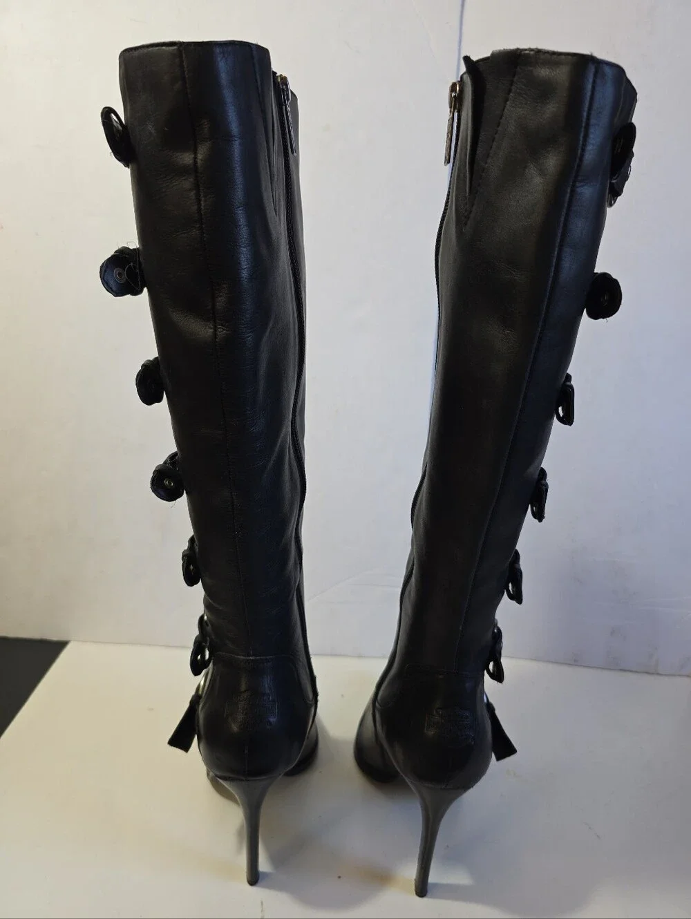 Harley Davidson Janelle Womens Black Knee-High Buckle Stiletto Boots Size 8.5 - Picture 9 of 15